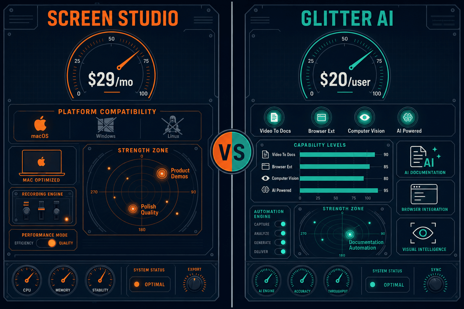 The Verdict: Screen Studio vs Glitter AI - Visual Comparison