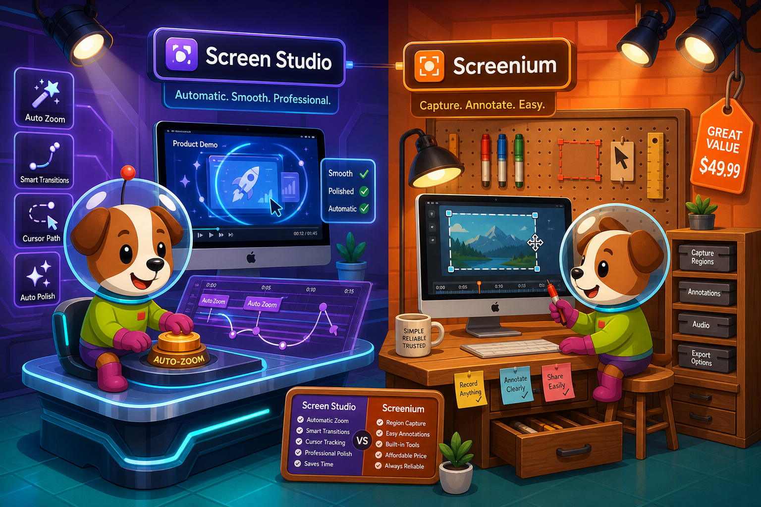Screen Studio vs Screenium Pricing (2026): Plans & Costs